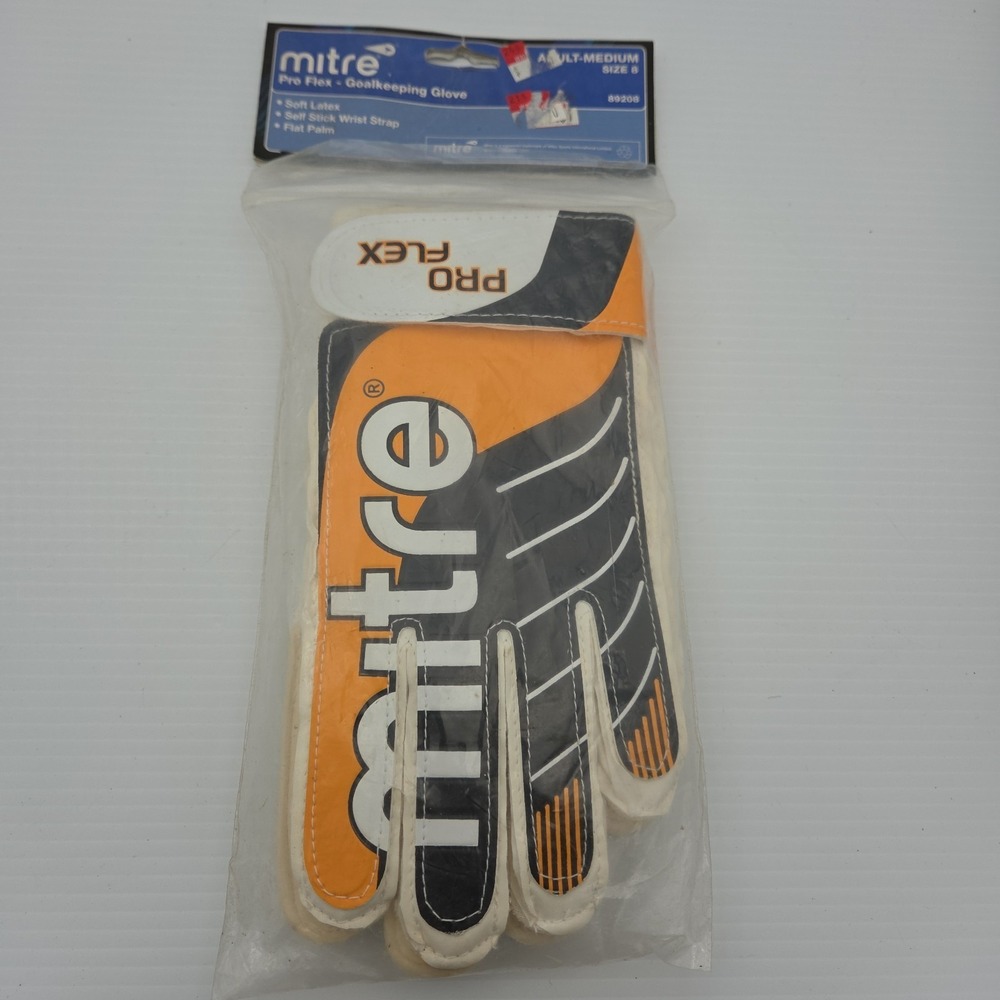 Mitre Pro Flex Goalkeeper Gloves Size 8 Adult Medium Orange Black White 89208